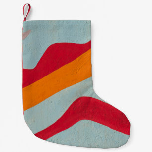 Meia De Natal Pequena Parede vermelha e amarela pintada