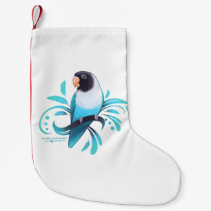 Meia De Natal Pequena Pássaro-Mascarado Negro Azul