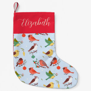 Meia De Natal Pequena Pássaros de Natal de Inverno Personalizados para C