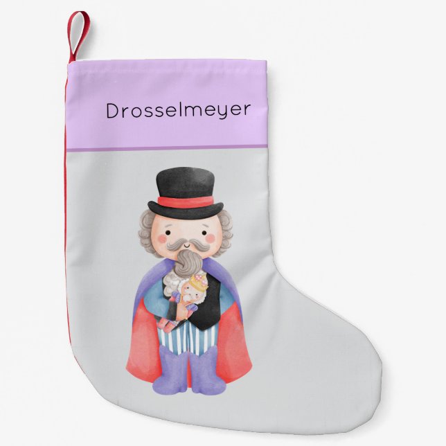 Meia De Natal Pequena Pastel do Quebra-Nozes Drosselmeyer (Frente)