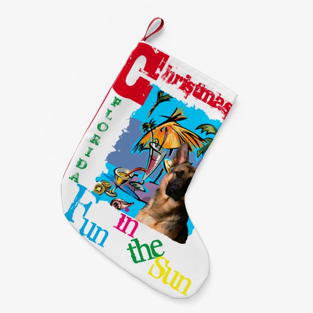 Meia De Natal Pequena Pastor Alemão (Frente (Pendurada))