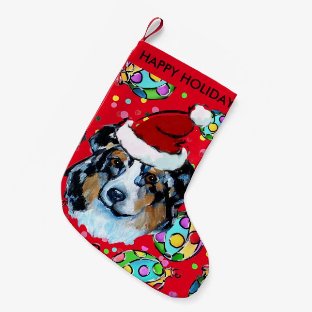 MEIA DE NATAL PEQUENA PASTOR AUSTRALIANO (Frente (Pendurada))