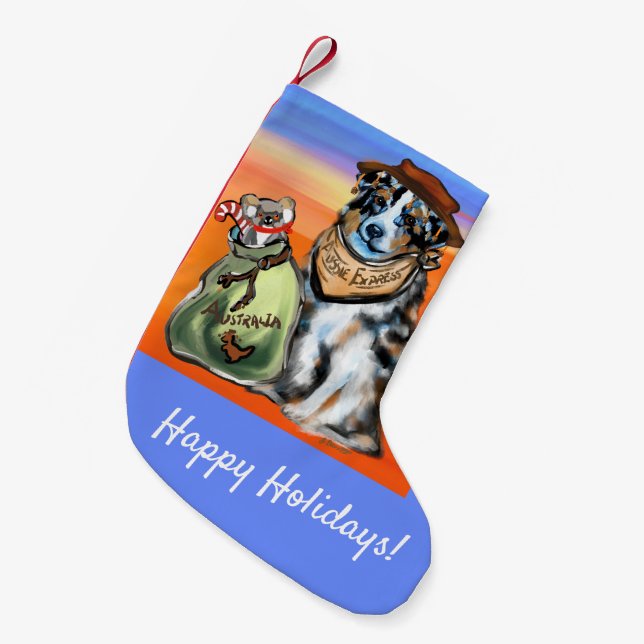 MEIA DE NATAL PEQUENA PASTOR AUSTRALIANO (Frente (Pendurada))