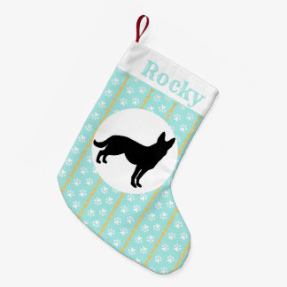 Meia De Natal Pequena Pata e osso personalizados do Aqua do german