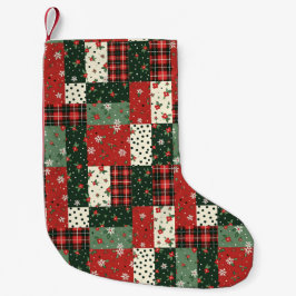 Meia De Natal Pequena Patchwork pattern christmas  green red