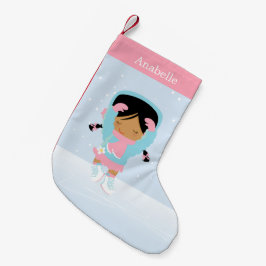 Meia De Natal Pequena Patinador de Pequenas Faixas Personalizado