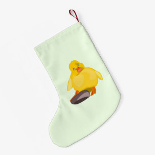 Meia De Natal Pequena Pato Amarelo Pequeno