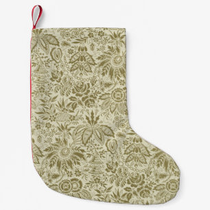 Meia De Natal Pequena Patterno Floral Verde Sage - Damasco Antiquado