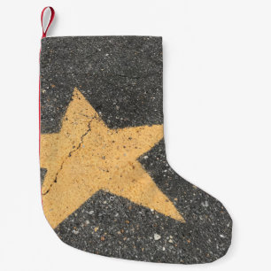Meia De Natal Pequena Pavimento amarelo impresso por estrela