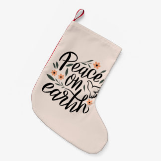 Meia De Natal Pequena Paz na Terra Design Floral