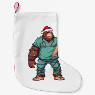 Meia De Natal Pequena Pé Grande Sasquatch Enfermeira Natal Saúde