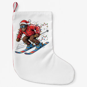 Meia De Natal Pequena Pé Grande Sasquatch Esquiando Natal 2026 Feriado