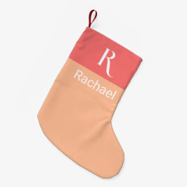 Meia De Natal Pequena Peach do nome do na moda Monograma