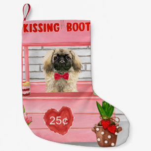Meia De Natal Pequena pekingese Dia dos Namorados Cabine de Beijo