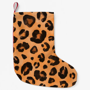 Meia De Natal Pequena Peles de leopardo, aquarela, textura perfeita.