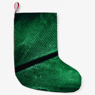 Meia De Natal Pequena Pena Verde, Linda Textura Padrão.