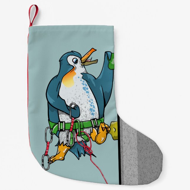 Meia De Natal Pequena Penguin Rock Climbing (Frente)