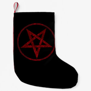 Meia De Natal Pequena Pentagrama do diabo vermelho