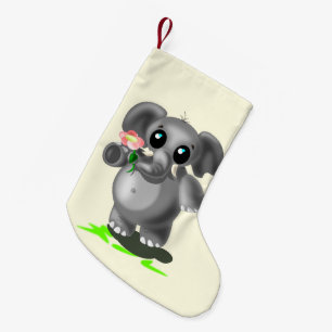Meia De Natal Pequena Pequeno Elefante Bonito -