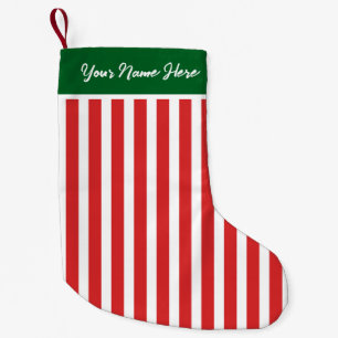 Meia De Natal Pequena Pequeno Nome Personalizado Xadrez Vermelho e Branc