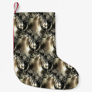Meia De Natal Pequena Pérolas Douradas