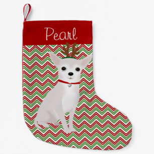 Meia De Natal Pequena Personalizado Jolly White Chihuahua