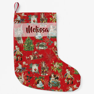 Meia De Natal Pequena Personalizado Vintage Retro Feriado Festivo Vermel