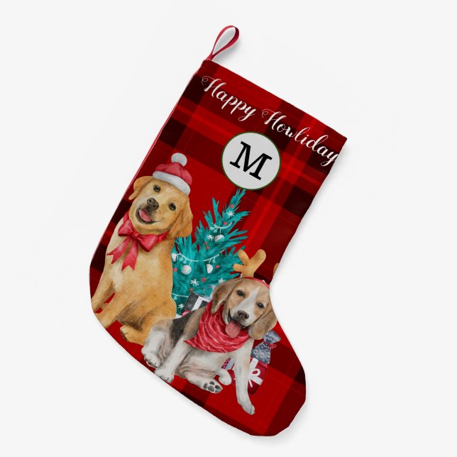 Meia De Natal Pequena Personalizar foto e nomear cães engraçados Padrão  (Frente (Pendurada))