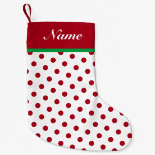 Meia De Natal Pequena Personalizar o nome natalino das Bolinhas Vermelha