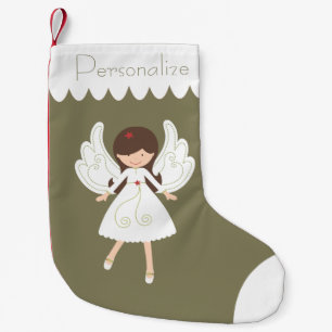 Meia De Natal Pequena Personalize: Anjo do Natal para as meninas
