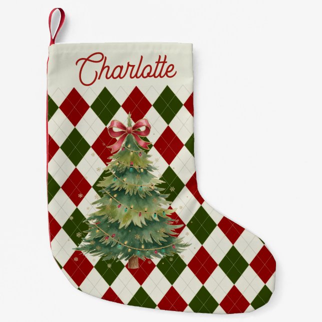 Meia De Natal Pequena Personalized Christmas Pattern Design (Frente)