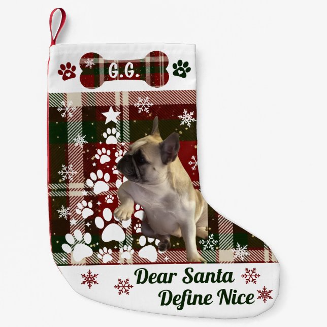 Meia De Natal Pequena Personalized Dog, Cat, Animal Christmas Stocking (Frente)