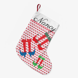 Meia De Natal Pequena Pés de Elfo de Natal Adoráveis Modernos Flocos de