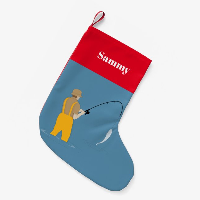 Meia De Natal Pequena Pesca (Frente (Pendurada))