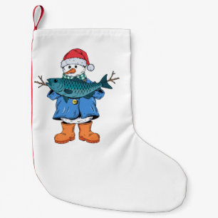 Meia De Natal Pequena Pescador de Neve Natal 2026 Feriado de Pesca