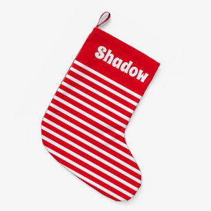 Meia De Natal Pequena Pet de nome personalizado, vermelho e branco, com