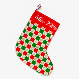 Meia De Natal Pequena Pet de Padrão do Verificador de Impressão da Pata 