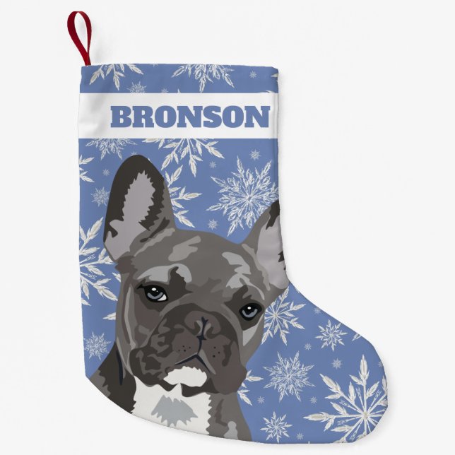 Meia De Natal Pequena Pet Dog Personalizado | Presente Francês para Bull (Frente)