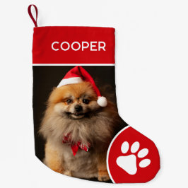 Meia De Natal Pequena Pet Name Personalizado e Photo Red