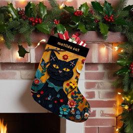 Meia De Natal Pequena Pet Natal Pet Art Black Cat Stok