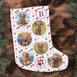 Meia De Natal Pequena Pet Photo Collage Red Paw Prinktern Dog<br><div class="desc">Decorem sua casa e estragem seu animal favorito com essa super fotógrafa personalizada e fotógrafa personalizada e com estoque de natal monograma com pegadas e corações. 12 fotos, 6 de cada lado, para todos os seus anos de fotos e memórias favoritas. Você pode fazer uma foto para comemorar cada mês...</div>