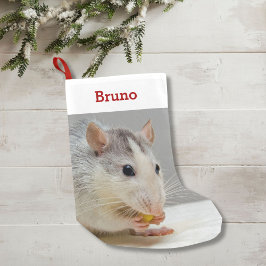 Meia De Natal Pequena Pet Rat Lover Fotografia e Nome Personalizados
