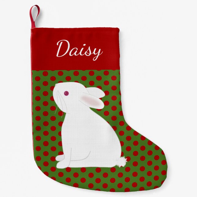 Meia De Natal Pequena Pet White Rabbit Personalizado Natal (Frente)