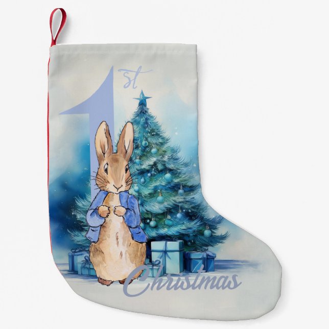Meia De Natal Pequena Peter o Rabbit Primeiro Natal (Frente)