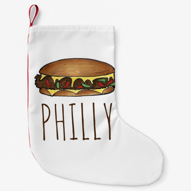 Meia De Natal Pequena Philly PA Philadelphia Cheese Steak Sandwich (Frente)
