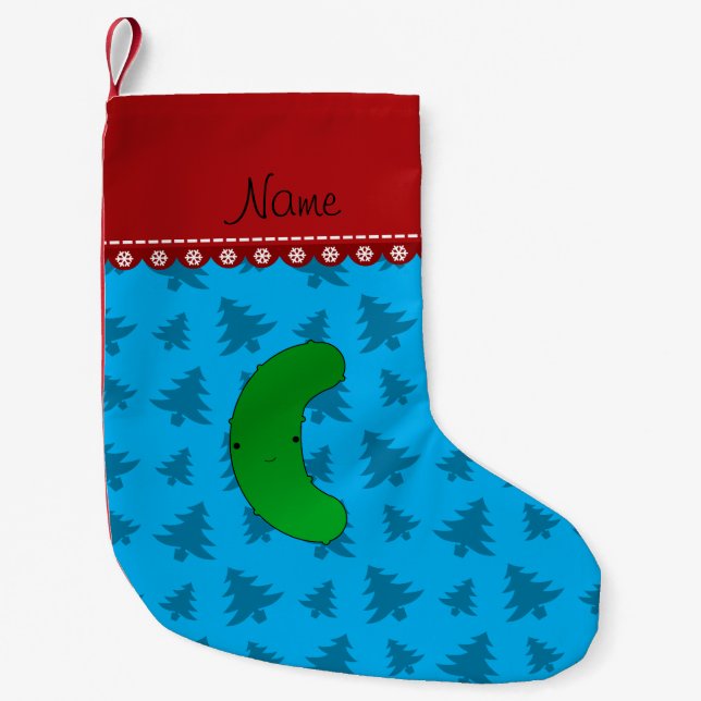 Meia De Natal Pequena Pickle sky Blue Christmas (Frente)