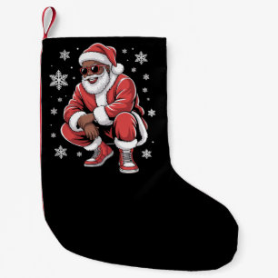 Meia De Natal Pequena Pijama de Natal Afro-Americano Xmas Santa Afro