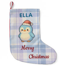 Pinguim de Natal Fofo Arte Pixel Pastel