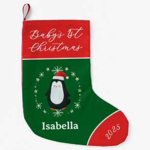 Meia De Natal Pequena Pinguim do Primeiro Natal do Bebê