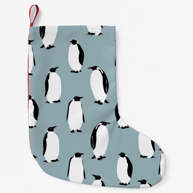 Meia De Natal Pequena Pinguim Pássaro Pinto Prato Padrão (Frente)